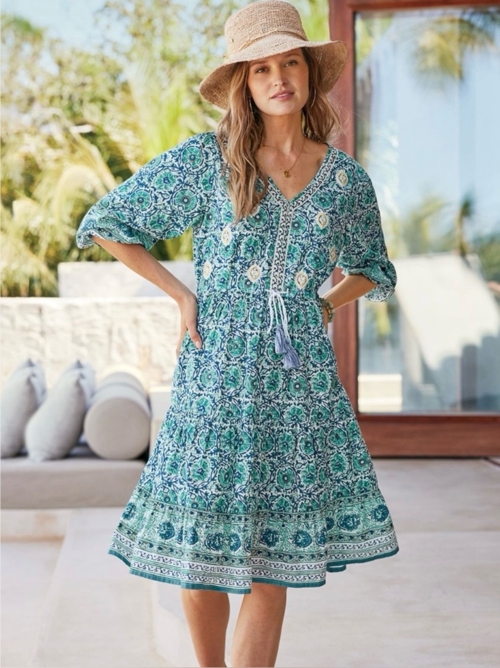 NEW Soft Surroundings Nerissa Abstract Floral Boho Mini Dress size large